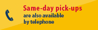 Same-day pick-ups are also available by telephone